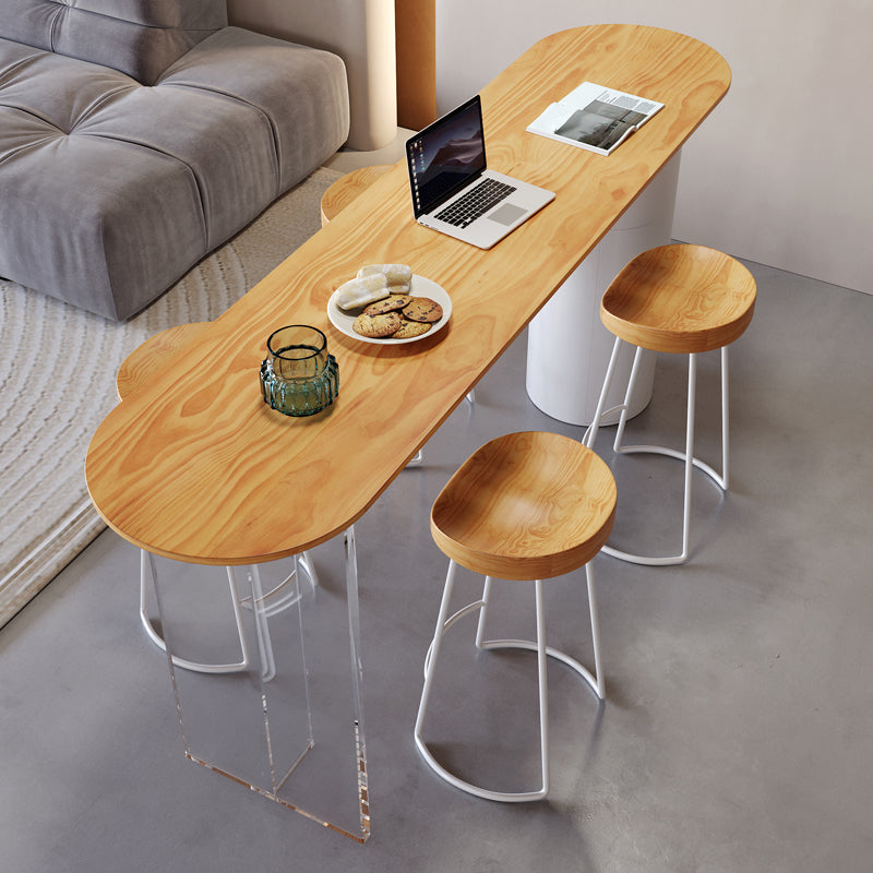 Contemporary Solid Wood Oval Bar Dining Table for Living Room Clearhalo 'Bar Furniture' 'Bar Tables' 'bar_tables' 'furn' 'furn_bar_tables' 'Furniture' 'Kitchen & Dining Furniture' 7779519