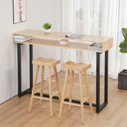 Eigentijdse massief houten top rechthoek bar eettafel voor woonkamer