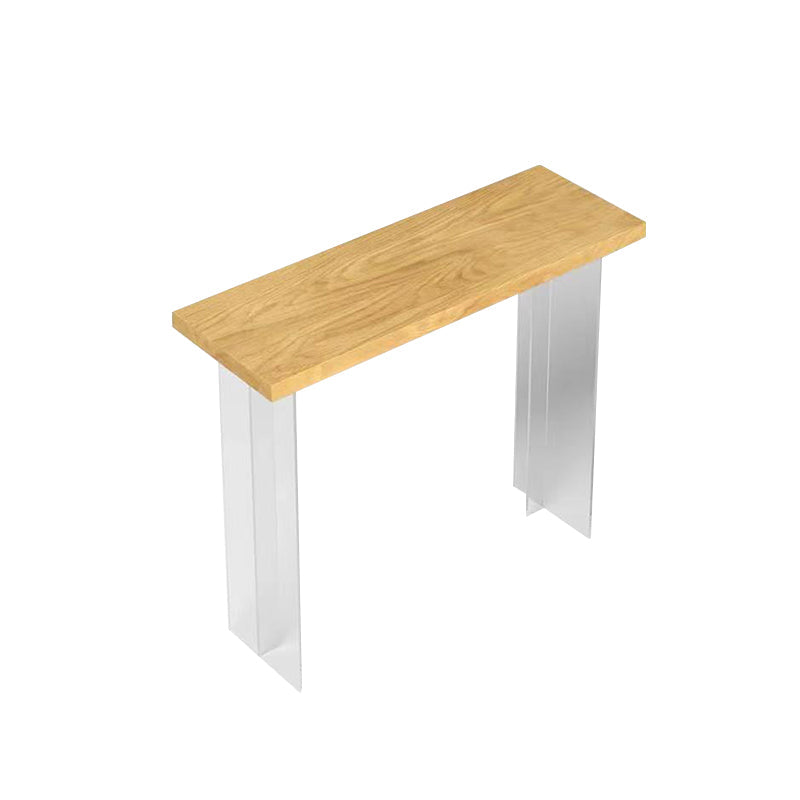 Solid Wood Acrylic Base Double Pedestal Bar Table for Kitchen Dining Room Without Chairs Clearhalo 'Bar Furniture' 'Bar Tables' 'bar_tables' 'furn' 'furn_bar_tables' 'Furniture' 'Kitchen & Dining Furniture' 7779583