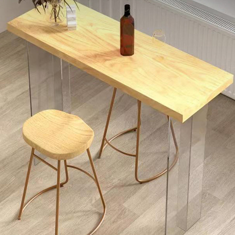 Solid Wood Acrylic Base Double Pedestal Bar Table for Kitchen Dining Room Clearhalo 'Bar Furniture' 'Bar Tables' 'bar_tables' 'furn' 'furn_bar_tables' 'Furniture' 'Kitchen & Dining Furniture' 7779585