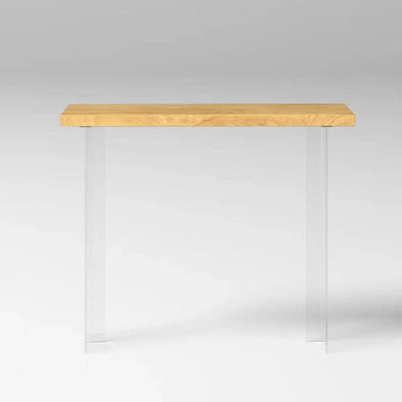Solid Wood Acrylic Base Double Pedestal Bar Table for Kitchen Dining Room Clearhalo 'Bar Furniture' 'Bar Tables' 'bar_tables' 'furn' 'furn_bar_tables' 'Furniture' 'Kitchen & Dining Furniture' 7779591