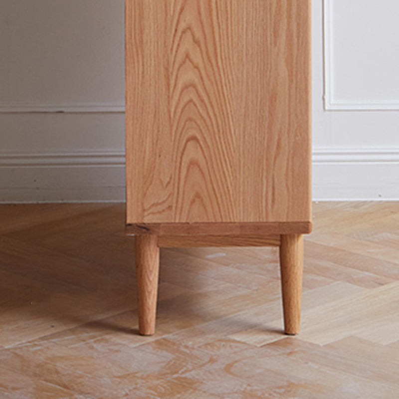 Modern Oak Finished Glass Door Sideboard in Natural with Lights Clearhalo 'buffet_sideboard' 'Buffets & Sideboards' 'furn' 'furn_buffet_sideboard' 'Furniture' 'Kitchen & Dining Furniture' 7779684