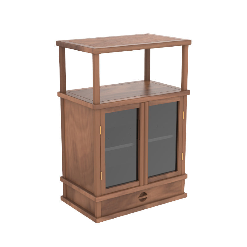 Porta in vetro in stile moderno in legno massiccio espresso con 1 cassetto