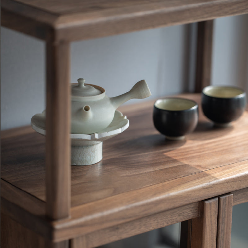 Porta in vetro in stile moderno in legno massiccio espresso con 1 cassetto