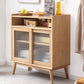 Servidor de comedor de madera sólida Puerta de vidrio de estilo moderno con almacenamiento abierto