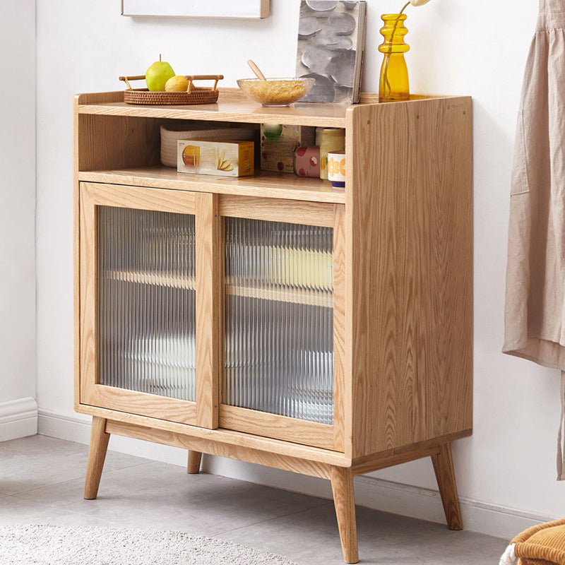 Servidor de comedor de madera sólida Puerta de vidrio de estilo moderno con almacenamiento abierto