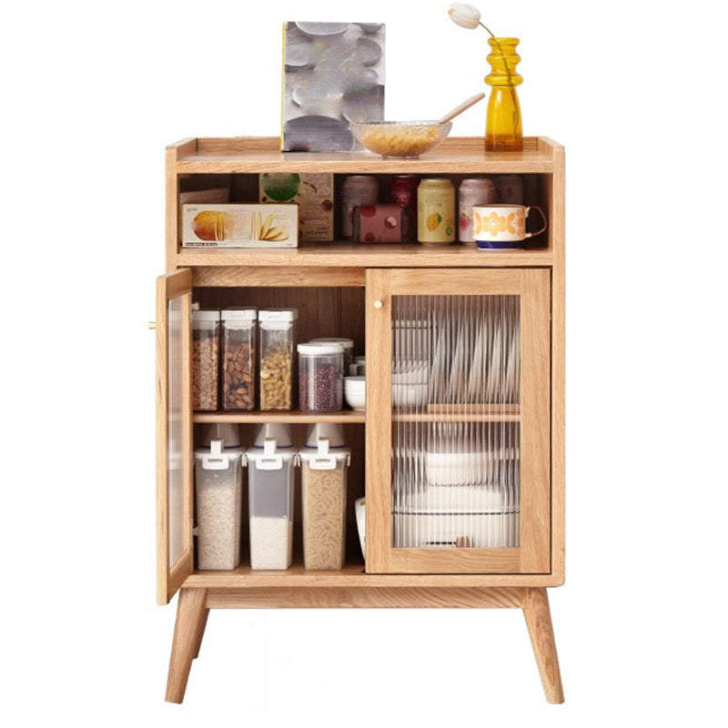 Servidor de comedor de madera sólida Puerta de vidrio de estilo moderno con almacenamiento abierto