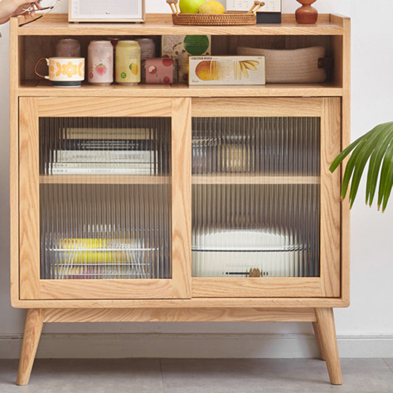 Servidor de comedor de madera sólida Puerta de vidrio de estilo moderno con almacenamiento abierto
