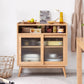 Servidor de comedor de madera sólida Puerta de vidrio de estilo moderno con almacenamiento abierto