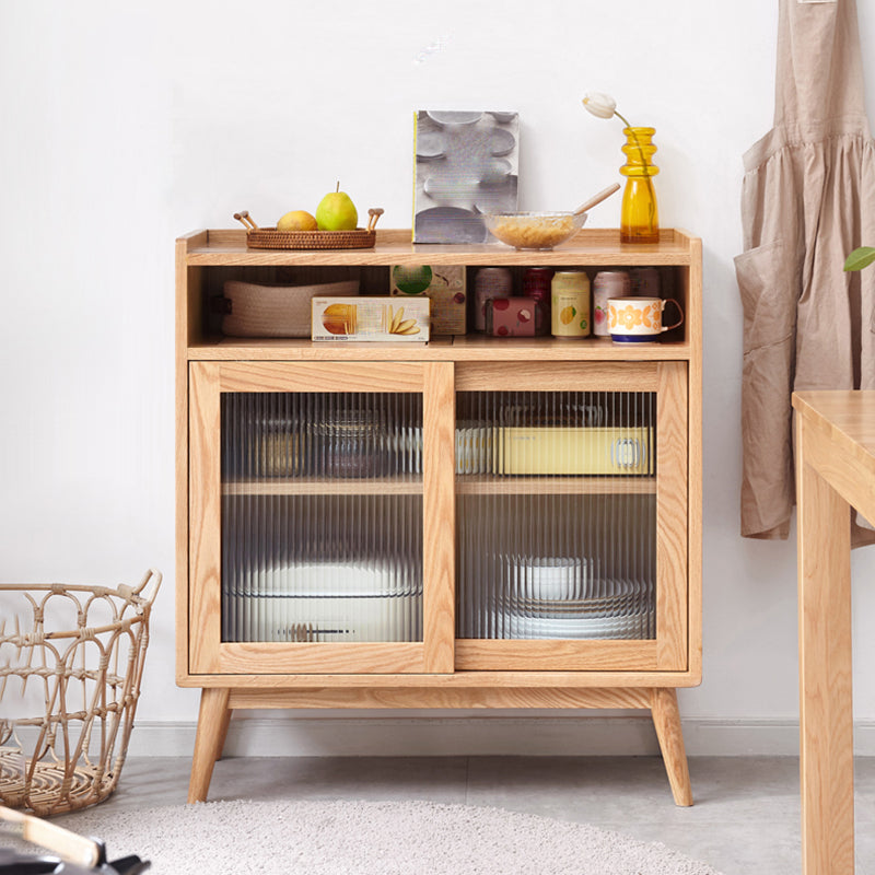 Servidor de comedor de madera sólida Puerta de vidrio de estilo moderno con almacenamiento abierto