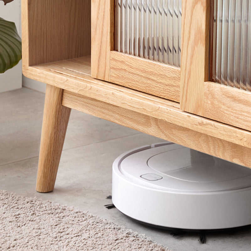 Servidor de comedor de madera sólida Puerta de vidrio de estilo moderno con almacenamiento abierto