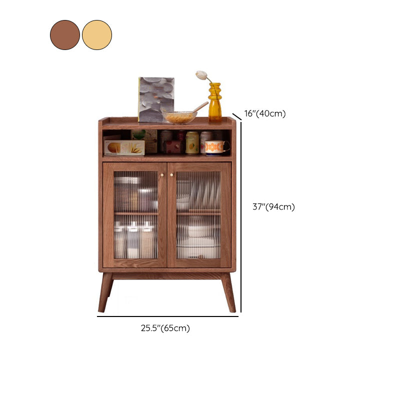 Servidor de comedor de madera sólida Puerta de vidrio de estilo moderno con almacenamiento abierto