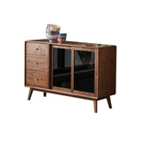 Espresso Walnut Wood Sideboard Modern Glass Door with 3 Drawers Clearhalo 'buffet_sideboard' 'Buffets & Sideboards' 'furn' 'furn_buffet_sideboard' 'Furniture' 'Kitchen & Dining Furniture' 7779757