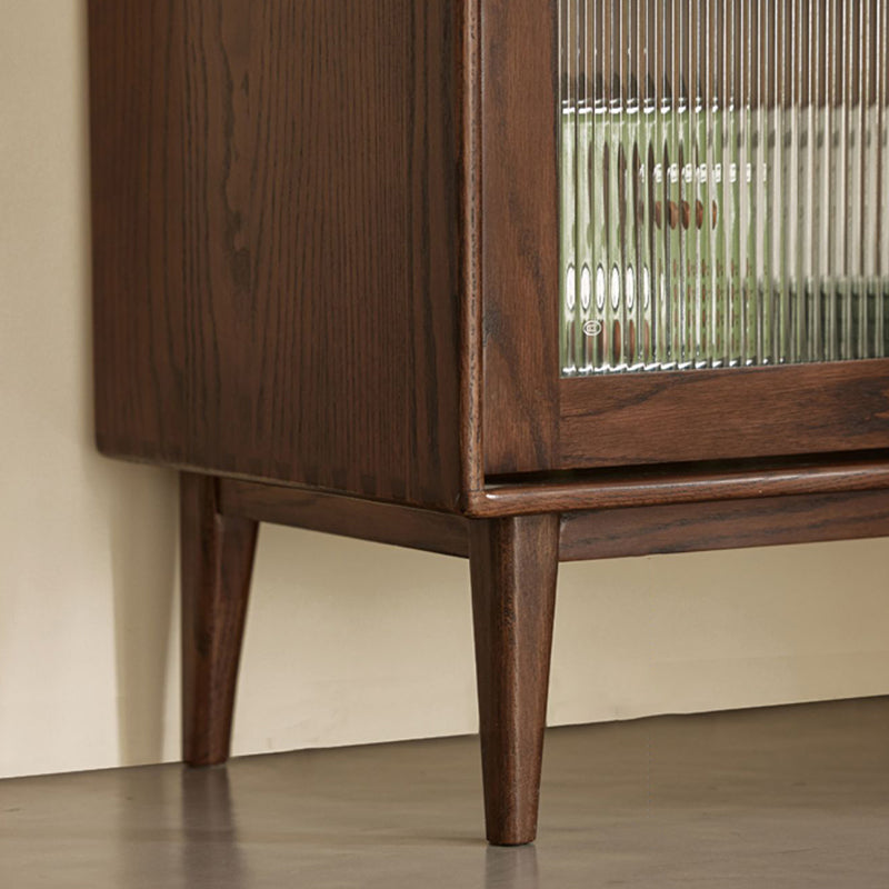 Espresso Solid Wood Dining Server Modern Glass Door with 2 Drawers Clearhalo 'buffet_sideboard' 'Buffets & Sideboards' 'furn' 'furn_buffet_sideboard' 'Furniture' 'Kitchen & Dining Furniture' 7779773