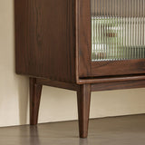 Espresso Solid Wood Dining Server Modern Glass Door with 2 Drawers Clearhalo 'buffet_sideboard' 'Buffets & Sideboards' 'furn' 'furn_buffet_sideboard' 'Furniture' 'Kitchen & Dining Furniture' 7779773