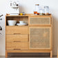 Solid Wood Dining Server Modern Style Rattan Door met 3 laden