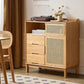 Solid Wood Dining Server Modern Style Rattan Door met 3 laden