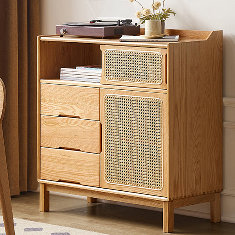 Solid Wood Dining Server Modern Style Rattan Door met 3 laden