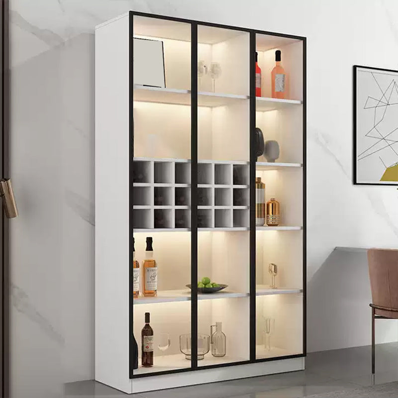 Modern Living Room Floor Cabinet Wood Multi-shelf with Glass Doors 47"L x 16"W x 79"H White Manufactured Wood Clearhalo 'Display & China Cabinets' 'display_china_cabinets' 'furn' 'furn_display_china_cabinets' 'Furniture' 'Kitchen & Dining Furniture' 7779829