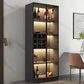 Modern Living Room Floor Cabinet Wood Multi-shelf with Glass Doors 31"L x 16"W x 79"H Dark Gray Clearhalo 'Display & China Cabinets' 'display_china_cabinets' 'furn' 'furn_display_china_cabinets' 'Furniture' 'Kitchen & Dining Furniture' 7779833
