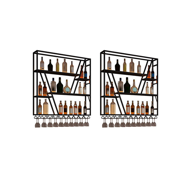 Metal Industrial Wine Holder Rack Wall Mounted Storage Shelves with Light 2 Piece Set Clearhalo 'furn' 'furn_wine_racks' 'Furniture' 'Kitchen & Dining Furniture' 'Wine Racks' 'wine_racks' 7779881