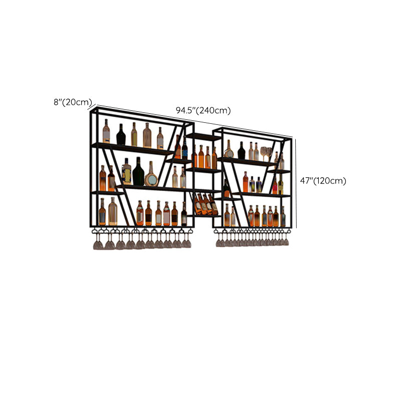 Metal Industrial Wine Holder Rack Wall Mounted Storage Shelves with Light Clearhalo 'furn' 'furn_wine_racks' 'Furniture' 'Kitchen & Dining Furniture' 'Wine Racks' 'wine_racks' 7779896