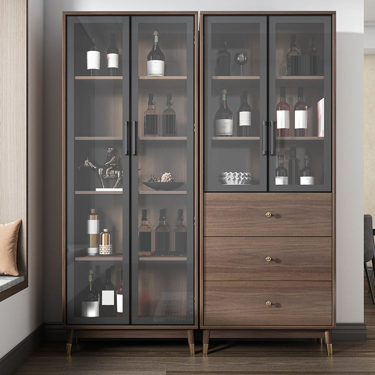 Puerta de vidrio de piso moderna de madera de madera fabricada en marrón