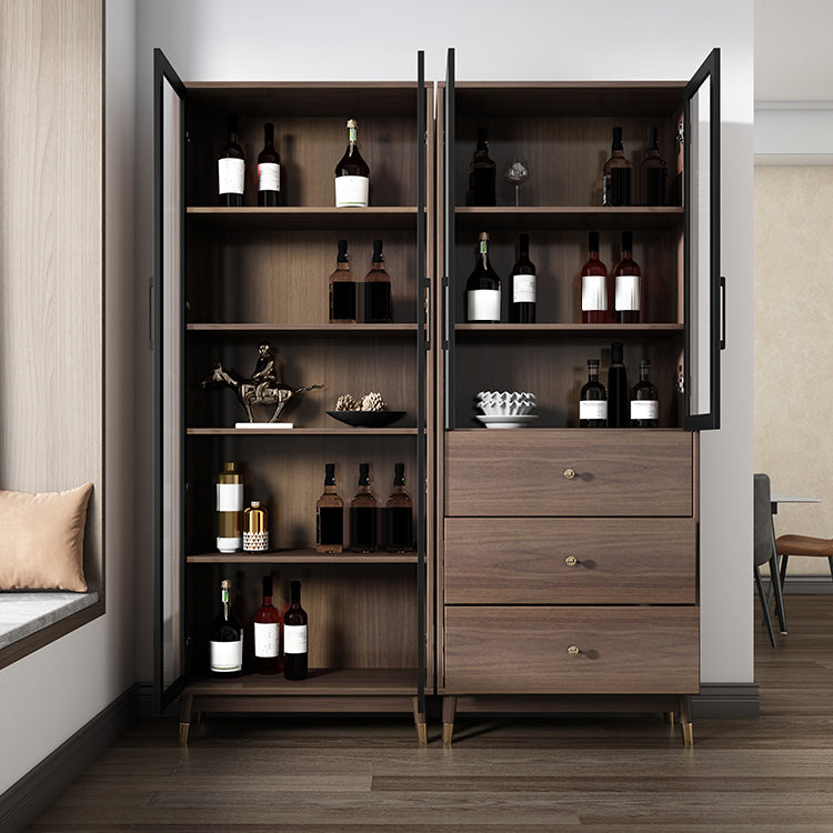 Puerta de vidrio de piso moderna de madera de madera fabricada en marrón