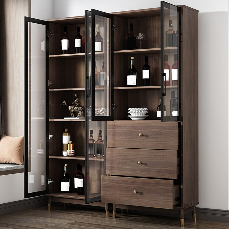 Porte de plancher de bouteille moderne en bois fabriqué Porte en verre en marron