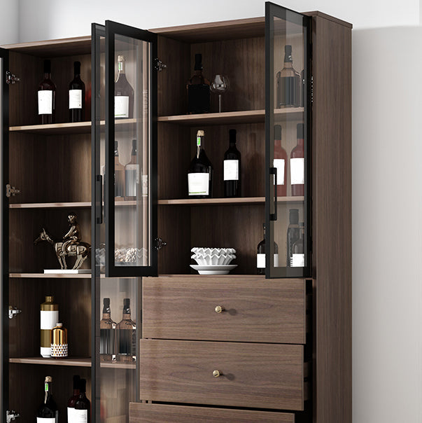 Porte de plancher de bouteille moderne en bois fabriqué Porte en verre en marron