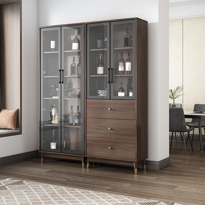 Puerta de vidrio de piso moderna de madera de madera fabricada en marrón