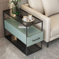 Modernistic Sofa Side Accent Table with Pedestal and 1 Drawer