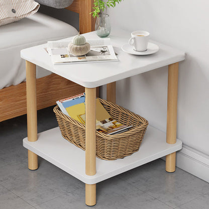 Scandinavian Open Storage Accent Table Nightstand 21" Tall with Legs 16"L x 16"W x 21"H White 1 Piece Clearhalo 'Bedroom Furniture' 'furn' 'furn_night_stand' 'Furniture' 'night_stand' 'Nightstands' 7782395