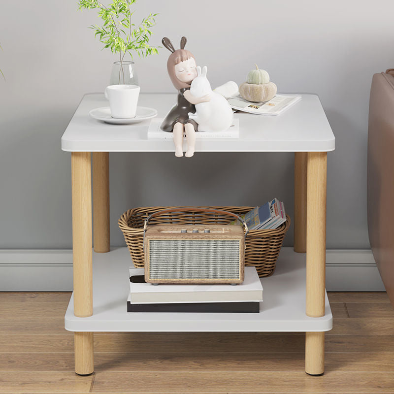 Scandinavian Open Storage Accent Table Nightstand 21" Tall with Legs 19"L x 19"W x 21"H White 1 Piece Clearhalo 'Bedroom Furniture' 'furn' 'furn_night_stand' 'Furniture' 'night_stand' 'Nightstands' 7782397