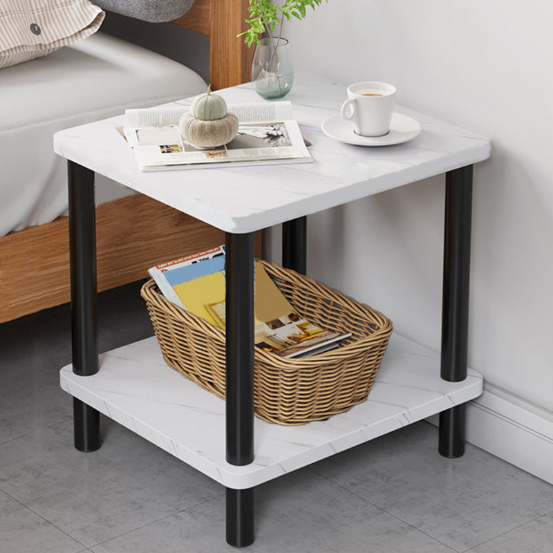 Scandinavian Open Storage Accent Table Nightstand 21" Tall with Legs 16"L x 16"W x 21"H Black White 1 Piece Clearhalo 'Bedroom Furniture' 'furn' 'furn_night_stand' 'Furniture' 'night_stand' 'Nightstands' 7782398