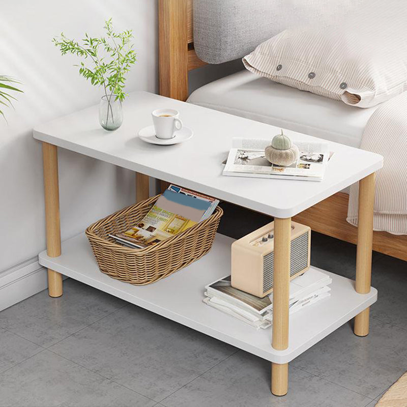 Scandinavian Open Storage Accent Table Nightstand 21" Tall with Legs 31.5"L x 16"W x 21"H White 1 Piece Clearhalo 'Bedroom Furniture' 'furn' 'furn_night_stand' 'Furniture' 'night_stand' 'Nightstands' 7782399