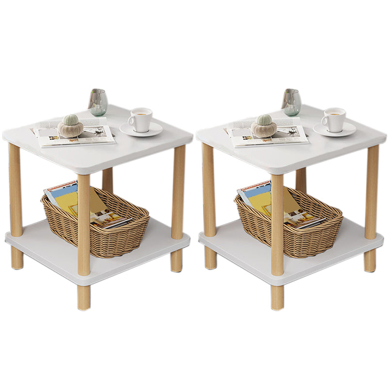 Scandinavian Open Storage Accent Table Nightstand 21" Tall with Legs White 2 Piece Set Clearhalo 'Bedroom Furniture' 'furn' 'furn_night_stand' 'Furniture' 'night_stand' 'Nightstands' 7782411