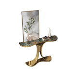 Glam Free Form Console Table with Stainless Steel Bracket for Hall Clearhalo 'Console Tables' 'console_tables' 'Entry & Mudroom Furniture' 'furn' 'furn_console_tables' 'Furniture' 7782567