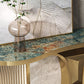 Glam Free Form Console Table with Stainless Steel Bracket for Hall Clearhalo 'Console Tables' 'console_tables' 'Entry & Mudroom Furniture' 'furn' 'furn_console_tables' 'Furniture' 7782568