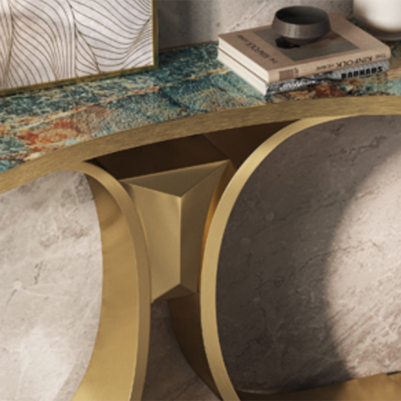 Glam Free Form Console Table with Stainless Steel Bracket for Hall Clearhalo 'Console Tables' 'console_tables' 'Entry & Mudroom Furniture' 'furn' 'furn_console_tables' 'Furniture' 7782571