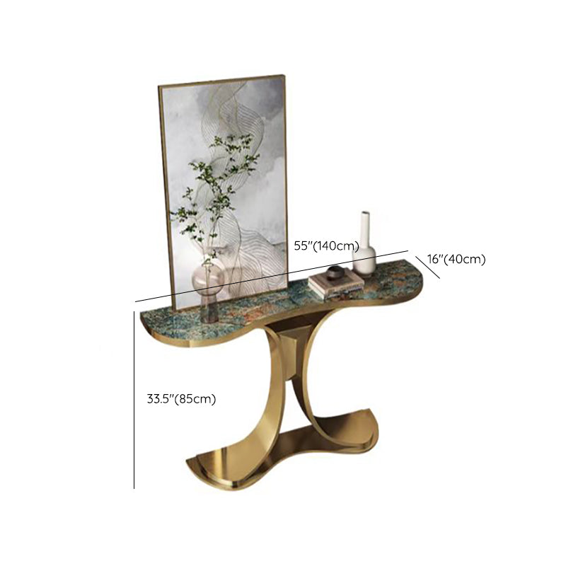 Glam Free Form Console Table with Stainless Steel Bracket for Hall Clearhalo 'Console Tables' 'console_tables' 'Entry & Mudroom Furniture' 'furn' 'furn_console_tables' 'Furniture' 7782573