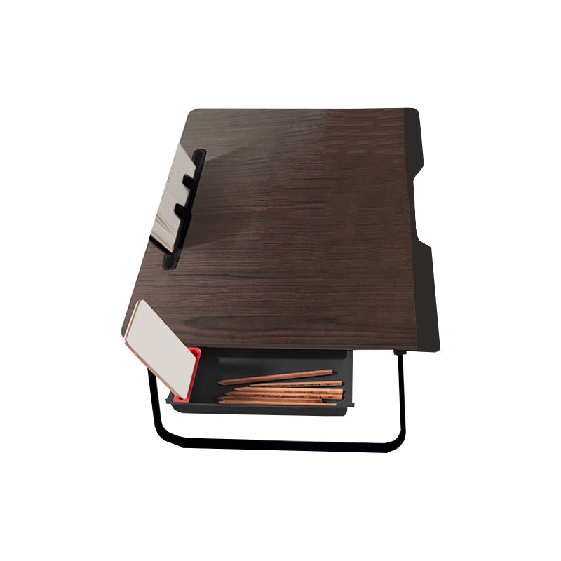 Manufactured Wood Writing Desk Modern Dormitory Writing Desk 25.6"L x 19.3"W x 11.8"H Dark Walnut 1 Clearhalo 'furn' 'furn_office_desk' 'Furniture' 'Office Desks' 'Office Furniture' 'office_desk' 7782624