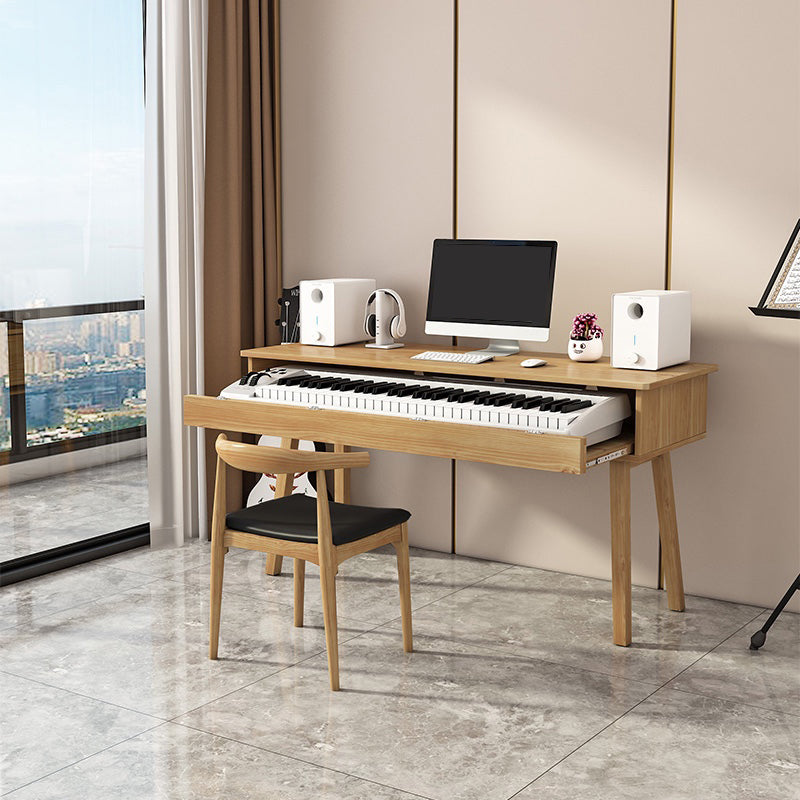 Modern Style Natural Piano Table Solid Wood Parsons Base Computer Desk 55"L x 24"W x 33"H Clearhalo 'furn' 'furn_office_desk' 'Furniture' 'Office Desks' 'Office Furniture' 'office_desk' 7782632