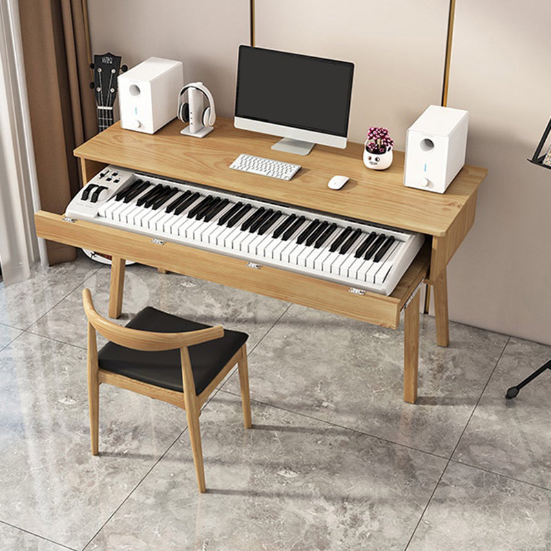 Modern Style Natural Piano Table Solid Wood Parsons Base Computer Desk Clearhalo 'furn' 'furn_office_desk' 'Furniture' 'Office Desks' 'Office Furniture' 'office_desk' 7782641