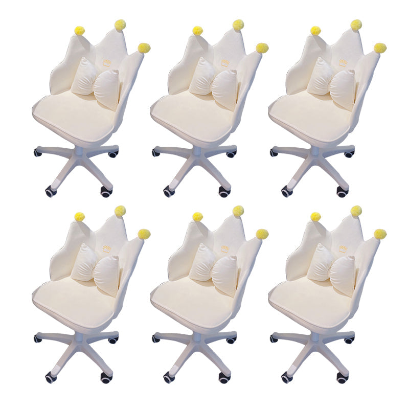 Modern Office Chair No Distressing Ergonomic Chair with Wheels Off-White 6 Piece Set Clearhalo 'furn' 'furn_office_chair' 'Furniture' 'Office Chairs' 'Office Furniture' 'office_chair' 7783219