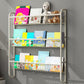 Floating Contemporary Bookcase Metal Closed Back Bookshelf with Shelves 32.1"L x 4.6"W x 34.5"H Clearhalo 'Bookcases' 'furn' 'furn_bookcases' 'Furniture' 'Office Furniture' 7783502