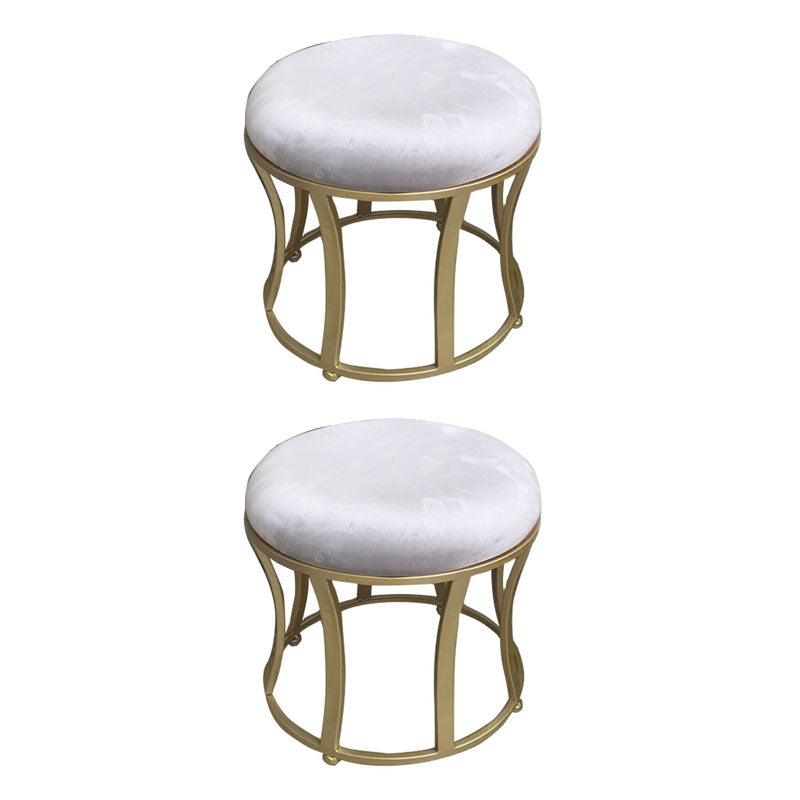 Velvet Ottoman Solid Color Round Metal Frame Fade Resistant Modern Ottoman 14"L x 14"W x 12"H White 2 Piece Set Clearhalo 'furn' 'furn_ottomans_poufs' 'Furniture' 'Living Room Furniture' 'Ottomans & Poufs' 'ottomans_poufs' 7783756