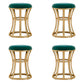 Velvet Ottoman Solid Color Round Metal Frame Fade Resistant Modern Ottoman 14"L x 14"W x 18"H Green 4 Piece Set Clearhalo 'furn' 'furn_ottomans_poufs' 'Furniture' 'Living Room Furniture' 'Ottomans & Poufs' 'ottomans_poufs' 7783794