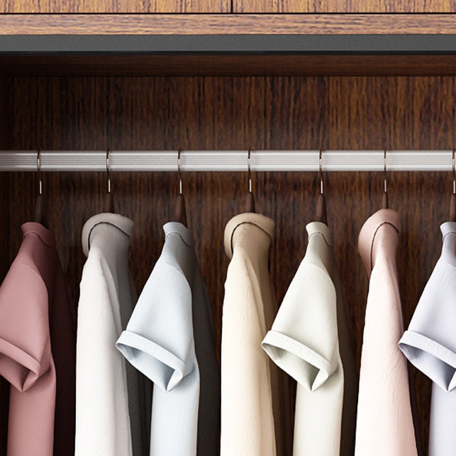 Artificial Wood Wardrobe Brown Wardrobe with Sliding Doors for Bedroom