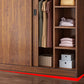 Artificial Wood Wardrobe Brown Wardrobe with Sliding Doors for Bedroom